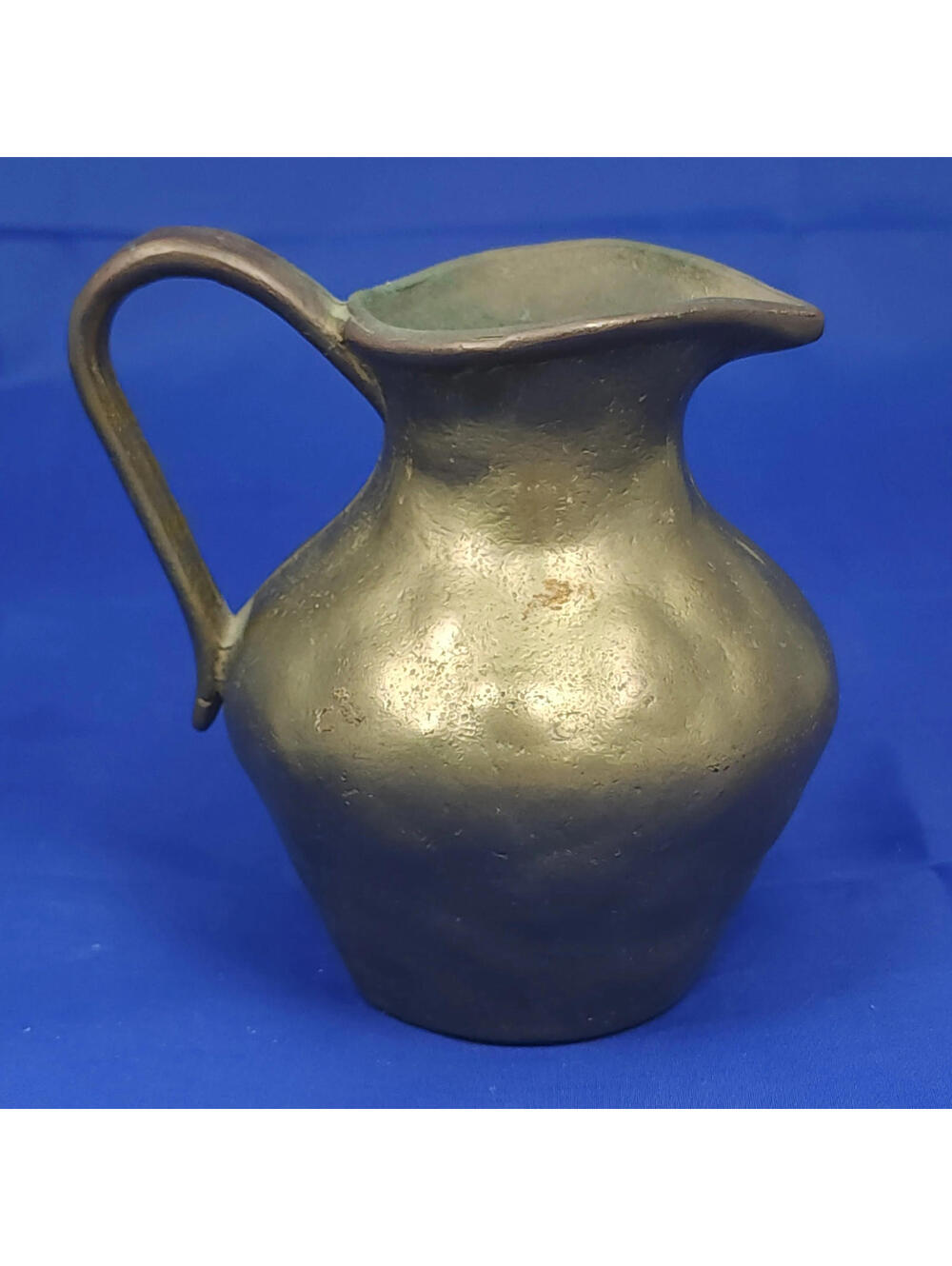Mid-20th Century Hand-Cast Bronze Water Jug Pitcher 5" Ceremonial Ethnic Decor